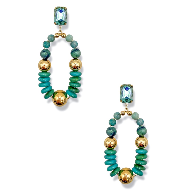 Just In Time Drop Earrings|Turquoise/Gold