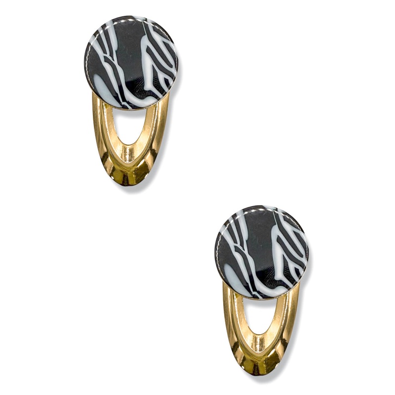 Keeping Cool Zebra Earrings|Zebra/Gold