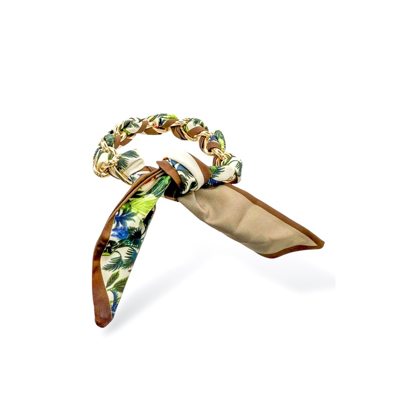 Lay Low Scarf Chain Bracelet|Green/Brown