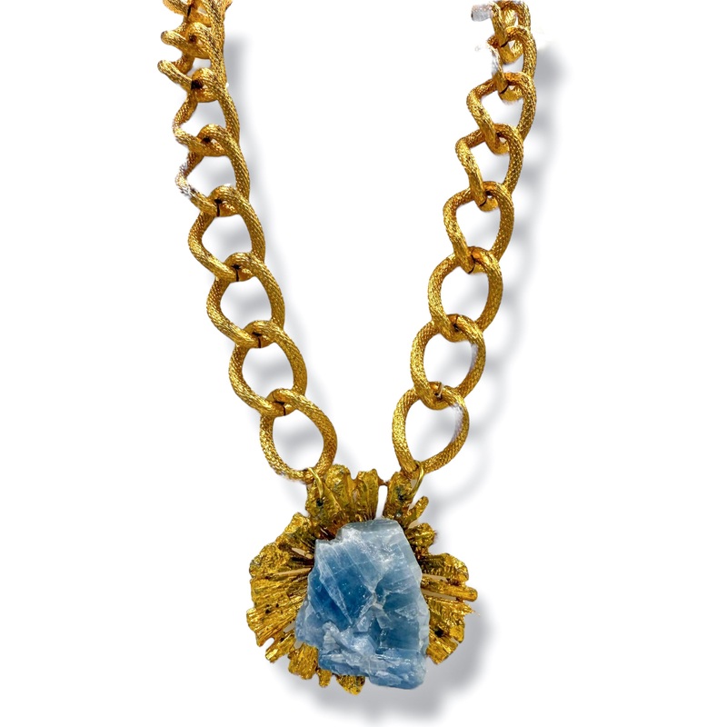 Made In The Deep South 1960s Pendant Blue Calcite 1970s Necklace