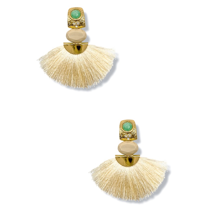 On The Top Statement Earrings|Ivory/Gold