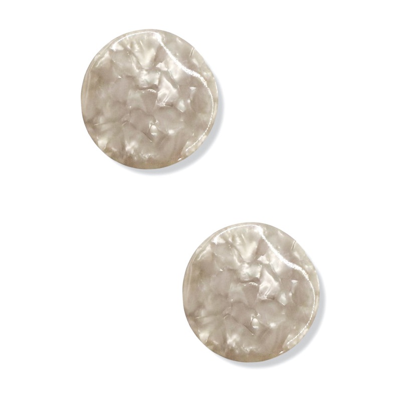 Virtue Wavy Acrylic Ivory Disc Earrings