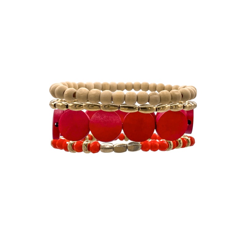Back To The Basics Red Beaded Bracelet Set