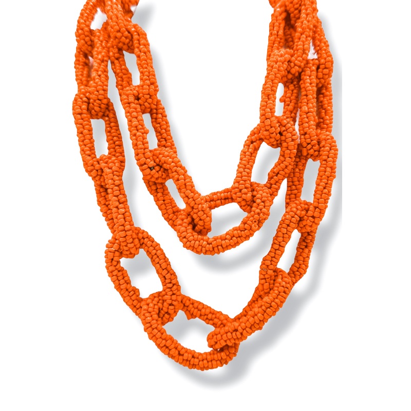 Better Than Ever Orange Beaded Chain Necklace