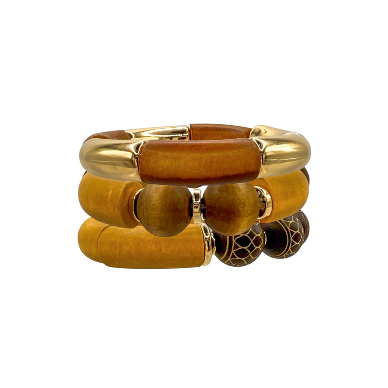 Calling Dibs Wooden Ball Brown Stretch Bracelet Set