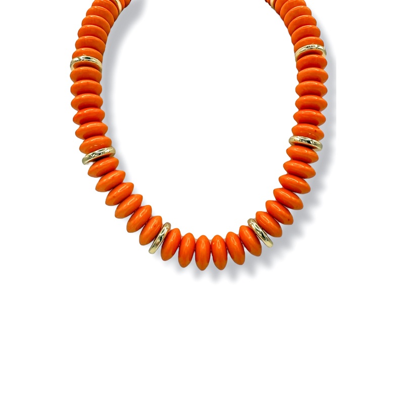 Cross The Line Orange Beaded Necklace
