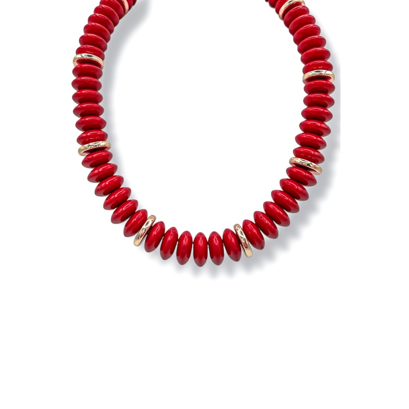 Cross The Line Red Beaded Necklace