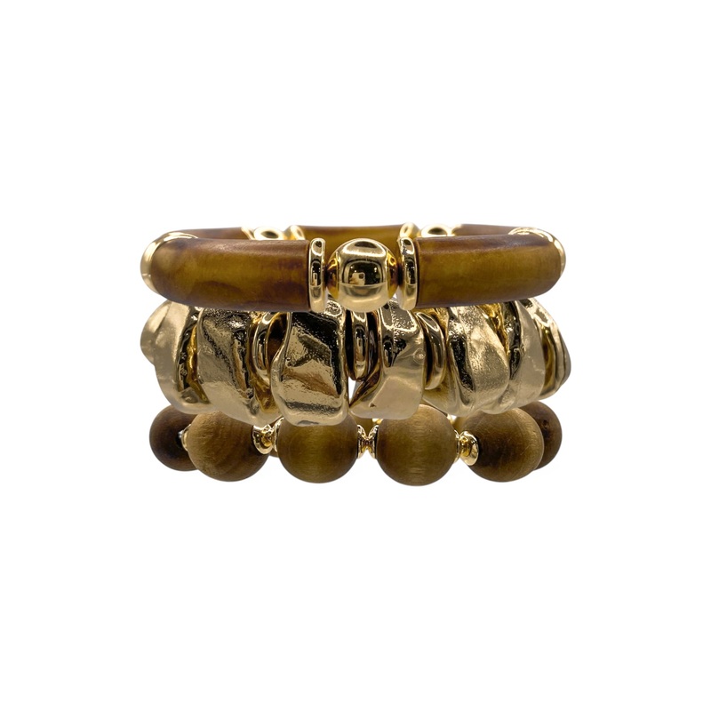 Fully Here Brown Beaded Bracelet Set