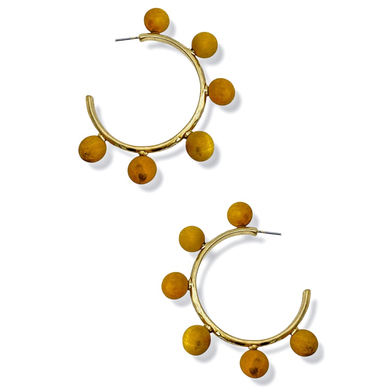 Having a Ball Wooden Ball Hoop Earrings