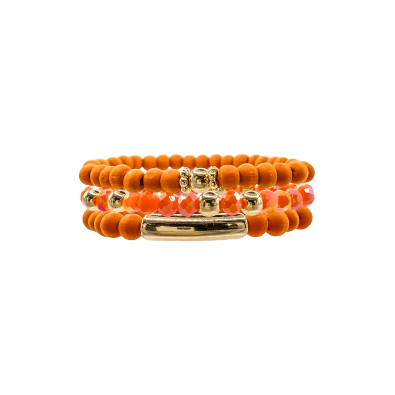 On The Run Orange Beaded Bracelet Set