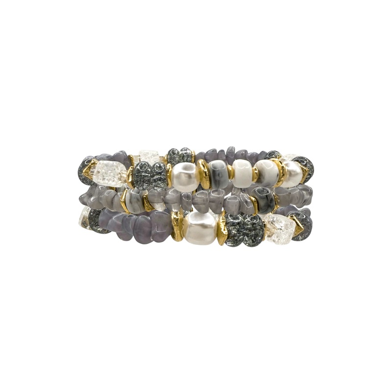 Set in Stone Grey Chipped Stone Bracelet Set