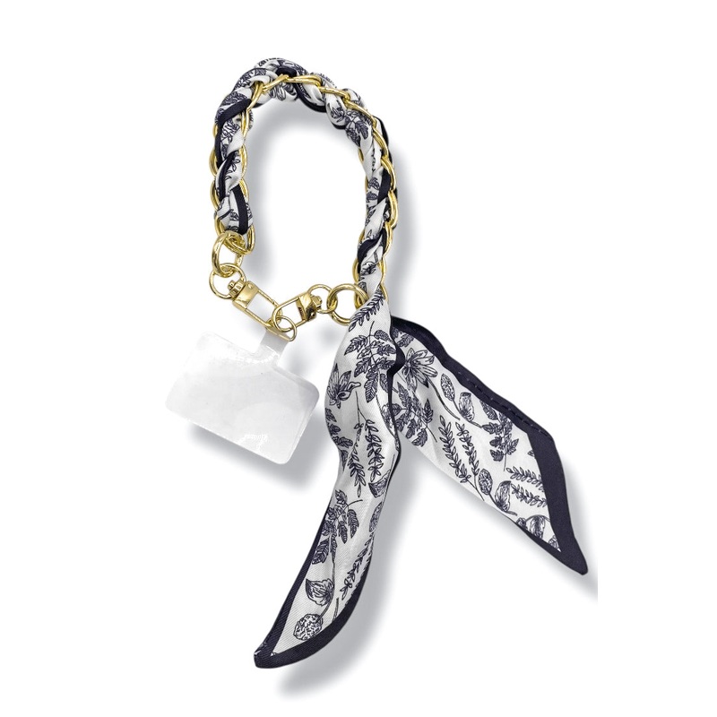Tell On You Ivory and Black Phone Strap Keychain