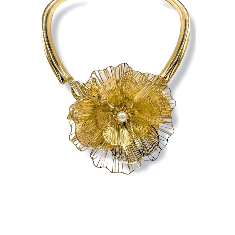 Somewhere in the Garden Gold Flower Necklace