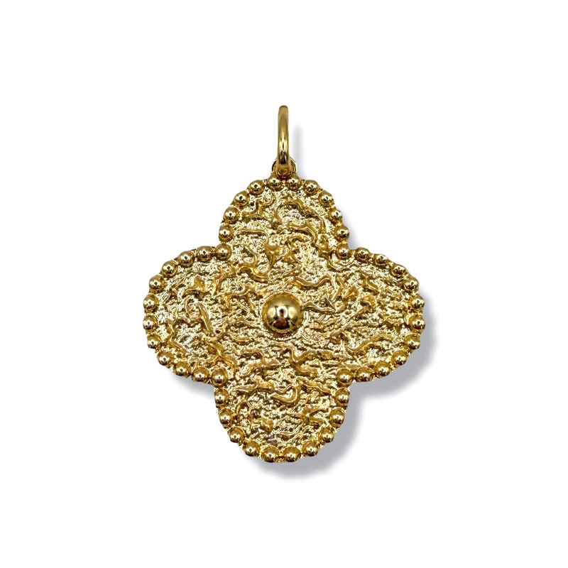 Dreams are Made Of Gold Textured Clover Pendant