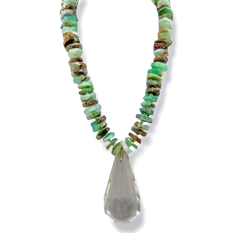 Made in the Deep South 1930s Chandelier Crystal 1960s Chrysoprase Necklace