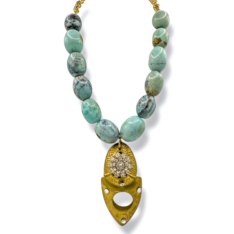Made in the Deep South 1960s Jeff Lieb Earring 1960s Agate Bead Necklace