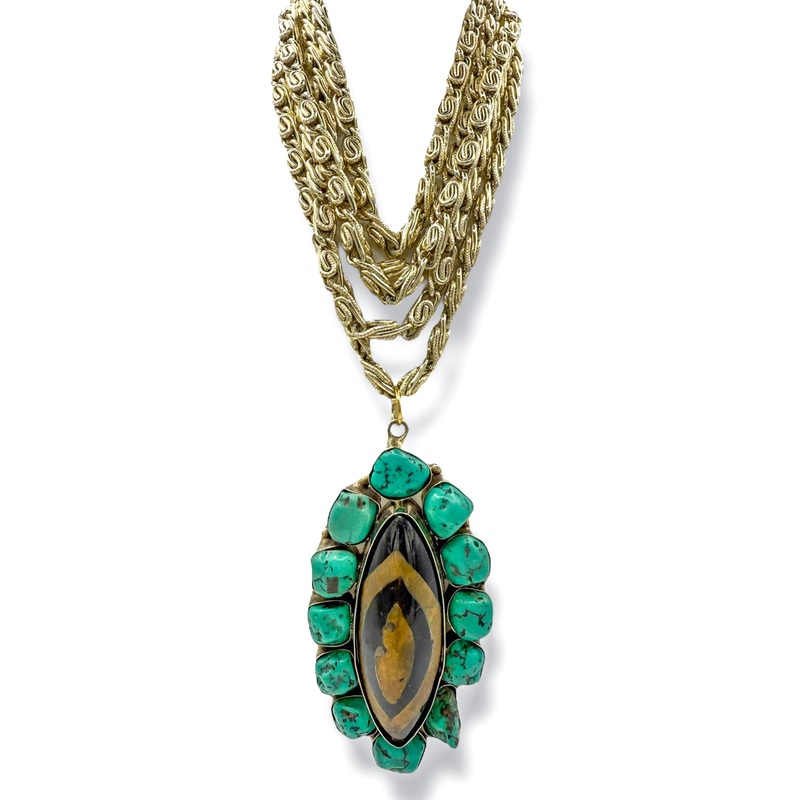 Made in the Deep South 1970s Turquoise & Wood 1970s Necklace