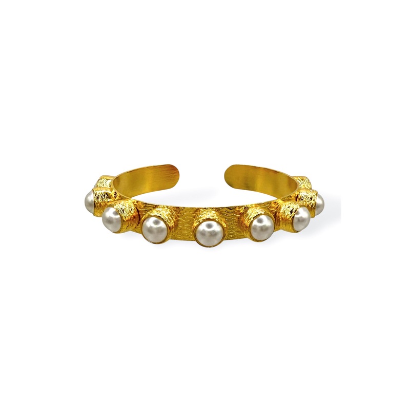 Virtue Haven Pearl Gemstone Studded Cuff Bracelet