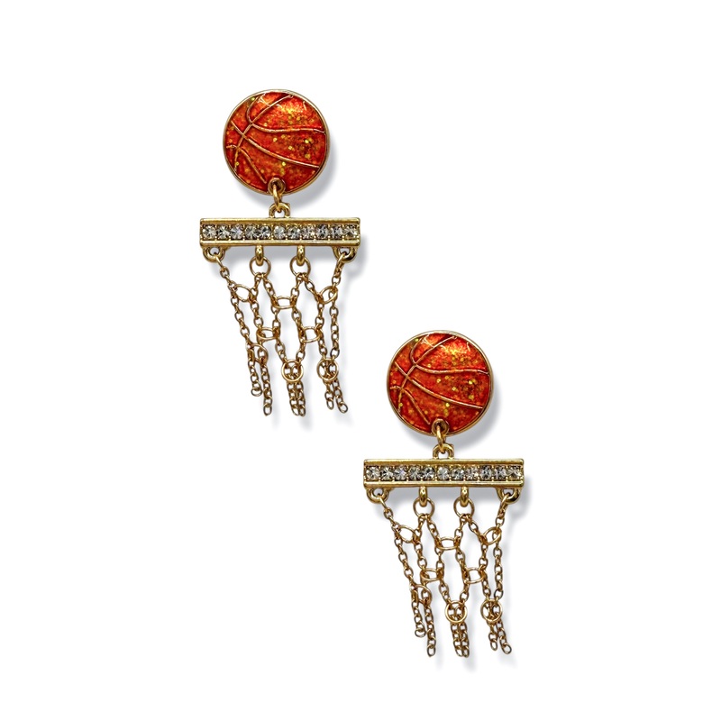 Be A Baller Basketball Crystal Dangle Earrings