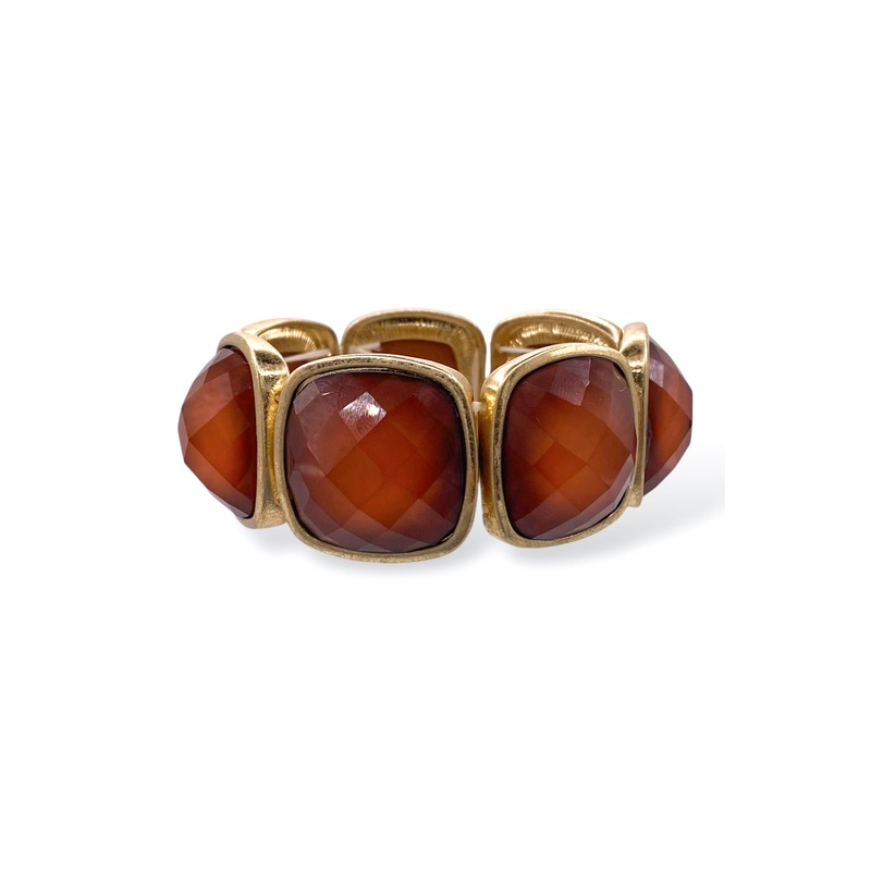 Ella Brown Epoxy Square Stone Statement Stretch Bracelet
