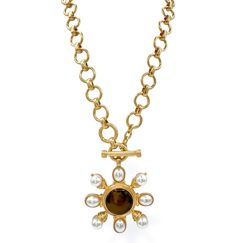 Here To Stay Pendant Necklace|Brown/Gold