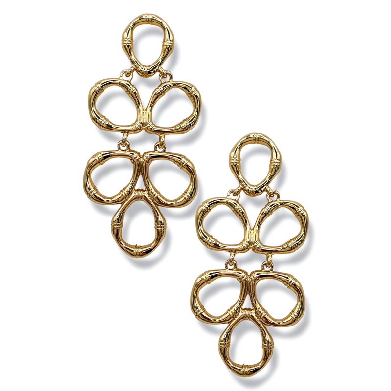Lisi Gold Bamboo Textured Earrings