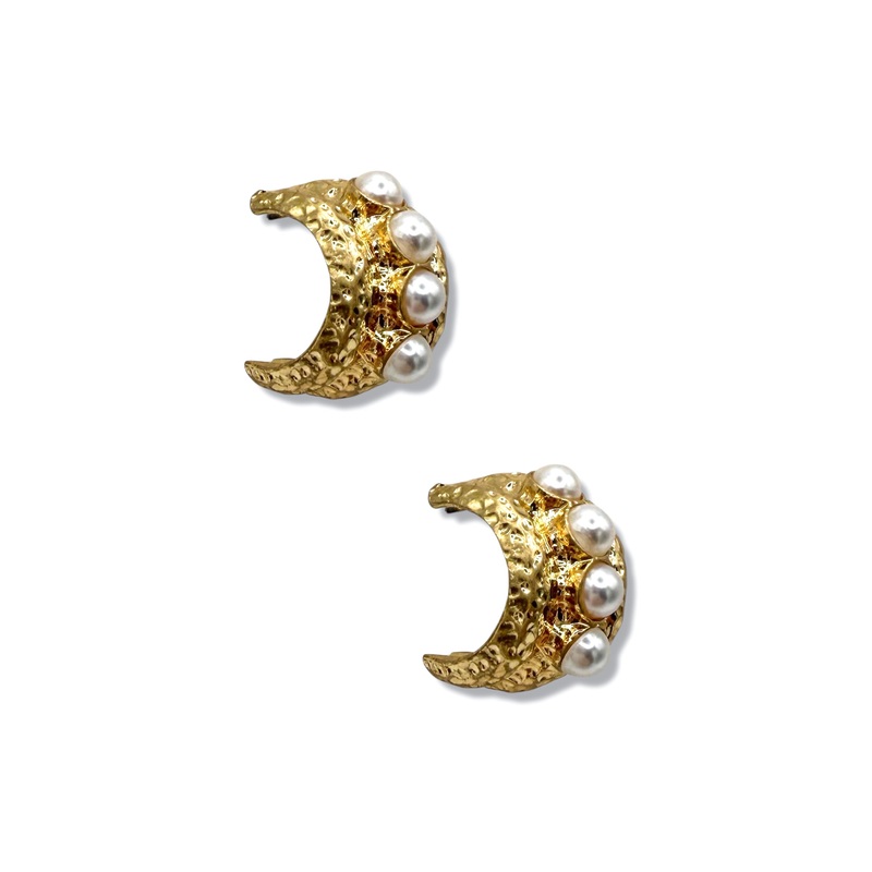 Never Enough Cream Stone Hoop Earrings
