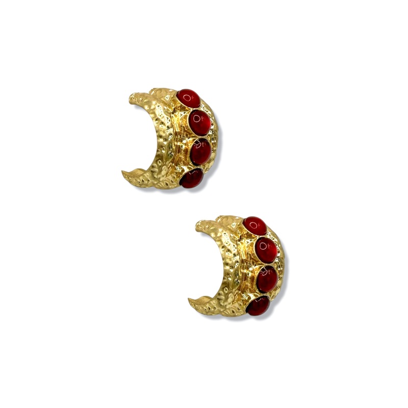 Never Enough Red Stone Hoop Earrings