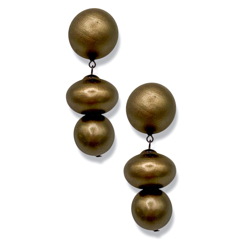 On The Edge Bronze Wooden Drop Earrings