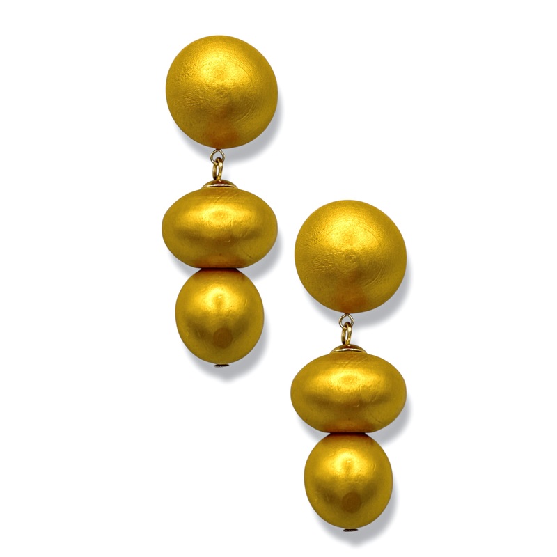 On The Edge Gold Wooden Drop Earrings