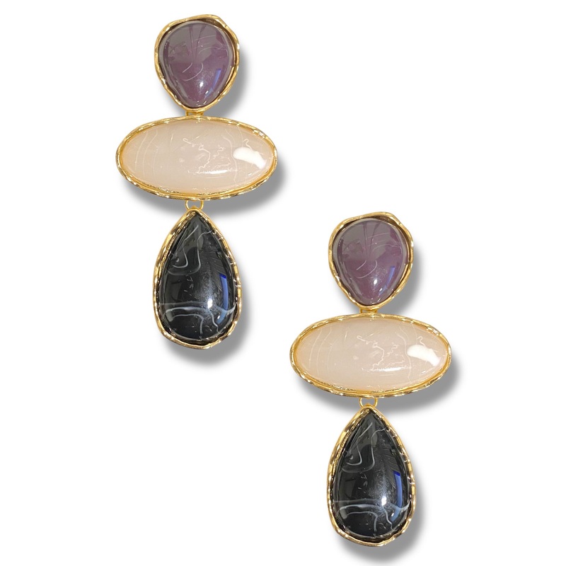 Come and Get It Black Teardrop and Oval Drop Earrings
