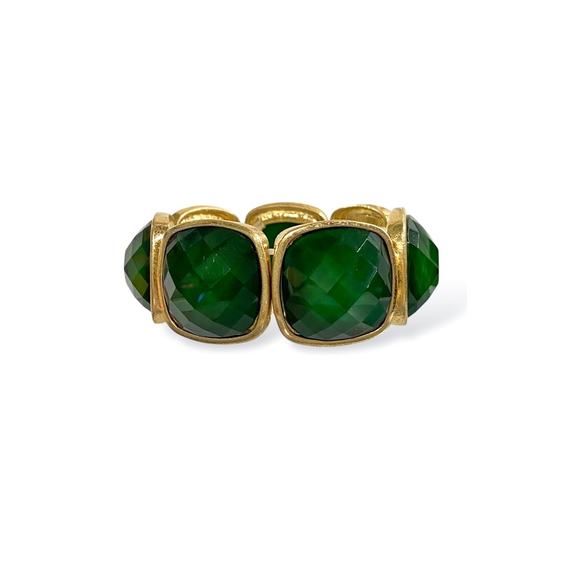 Ella Dark Green Epoxy Square Stone Statement Stretch Bracelet