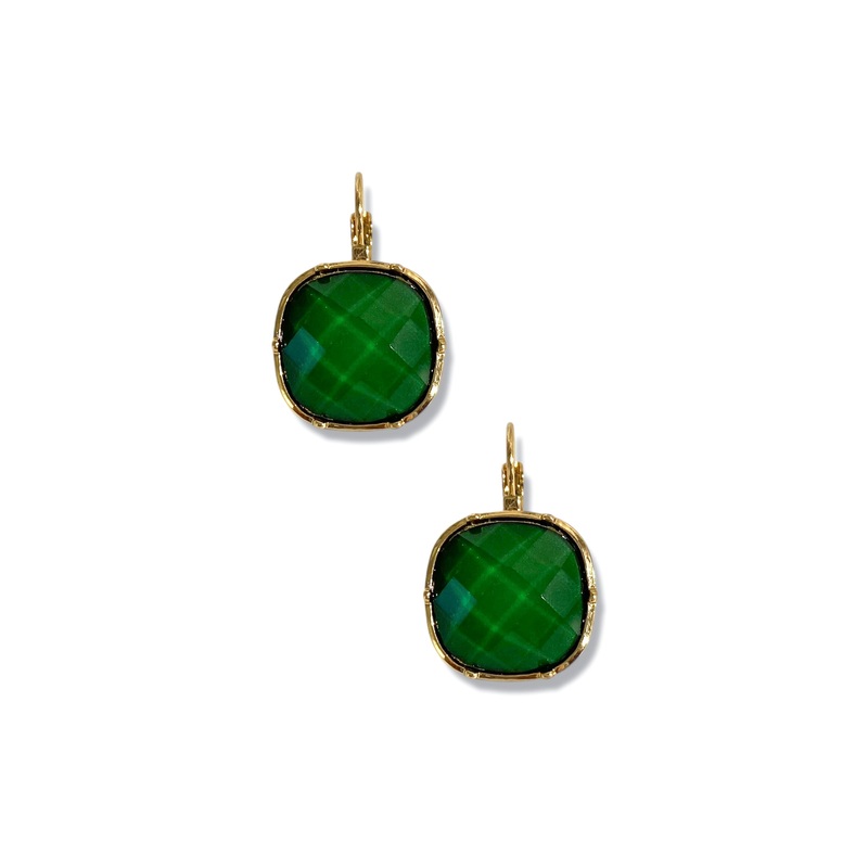 Ella Dark Green Stone Earrings