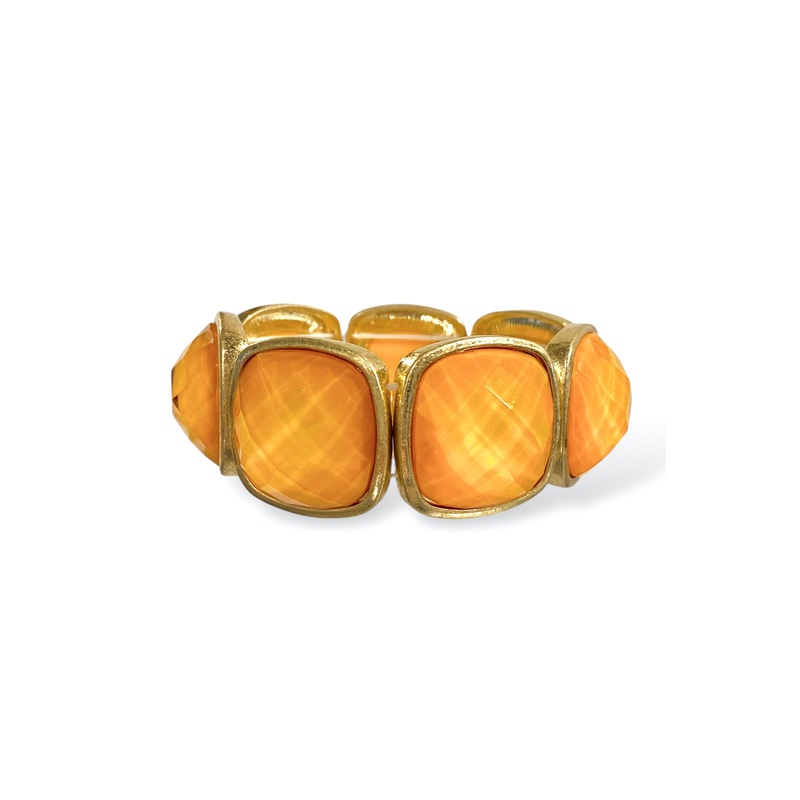 Ella Mustard Epoxy Square Stone Statement Stretch Bracelet