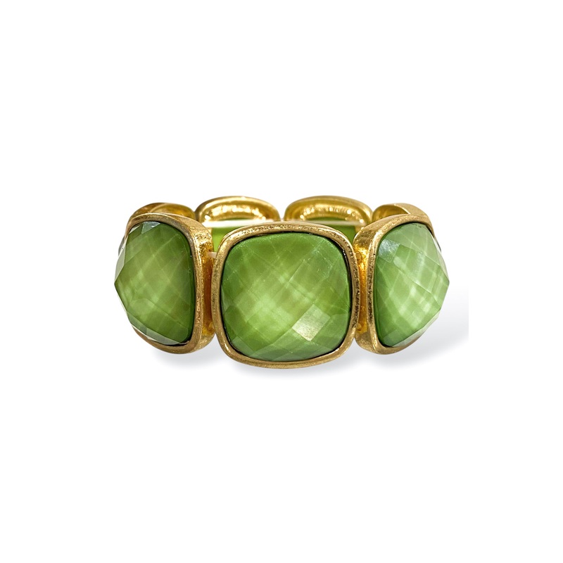 Ella Olive Epoxy Square Stone Statement Stretch Bracelet