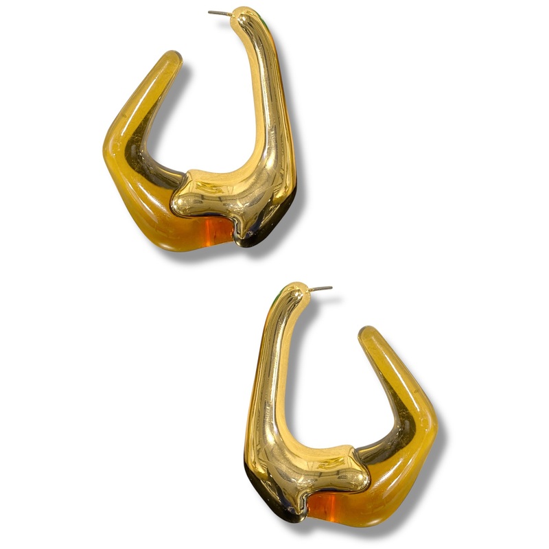 Fire and Ice Brown and Gold Hoops