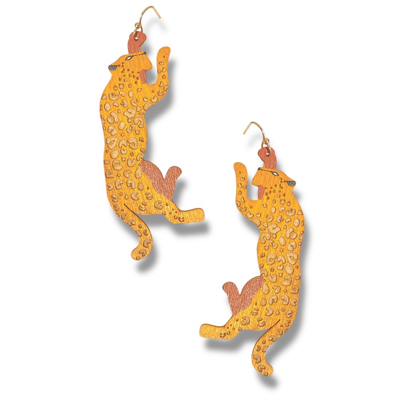 Hey You Leopard Wooden Earrings