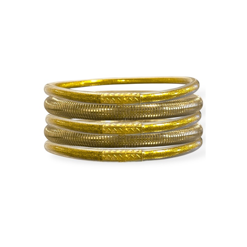 King of the World Gold Glitter Tube and Cobra Chain Bracelet Set