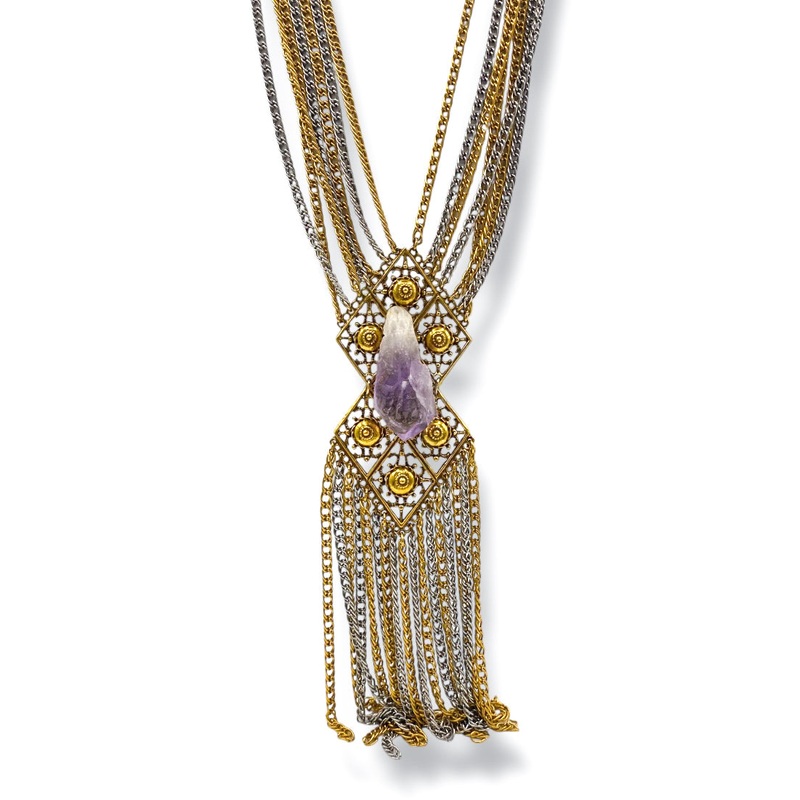 Made in the Deep South 1960s Raw Amethyst Necklace *Final Sale*