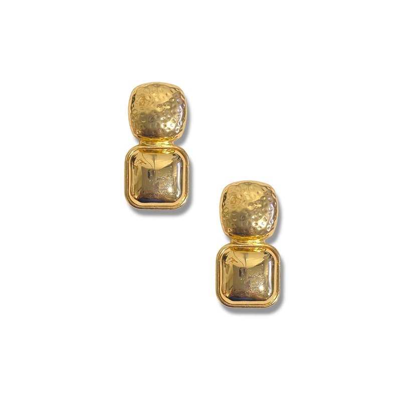 What’s Your Move Gold Hammered Square Drop Earrings