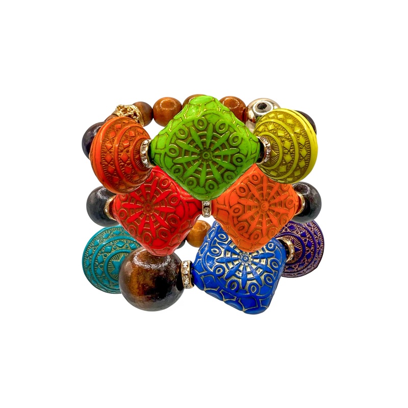 Around The World Wood Beaded Bracelet Set