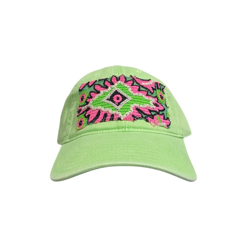 Kilim Baseball Hat – Neon Green 1