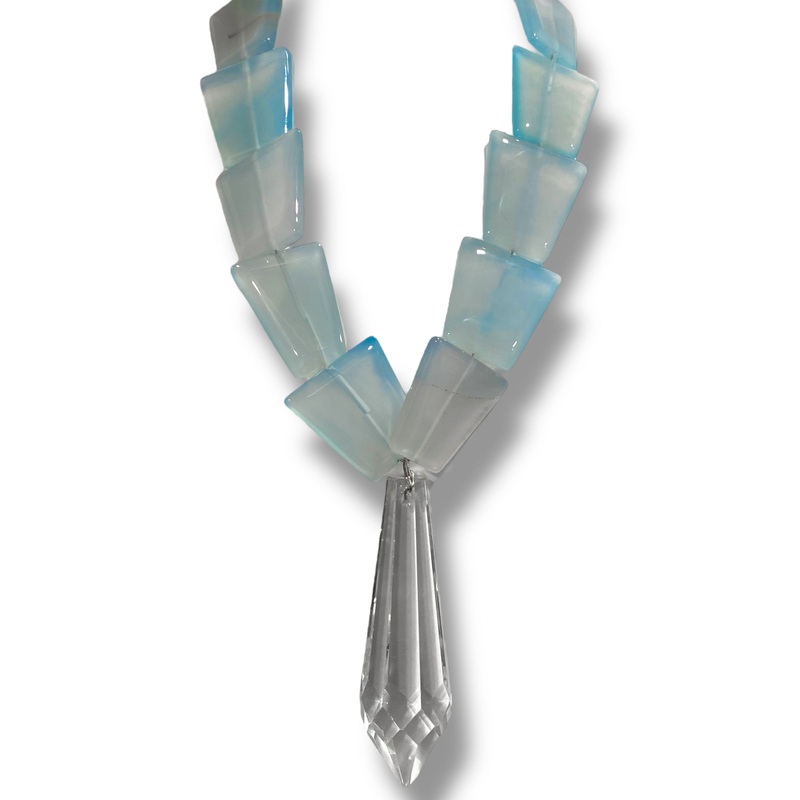 Made In The Deep South 1930s Chandelier Crystal 1960s Aquamarine Necklace