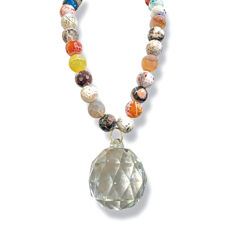 Made In The Deep South 1930s Chandelier Crystal 1970s Agate Necklace