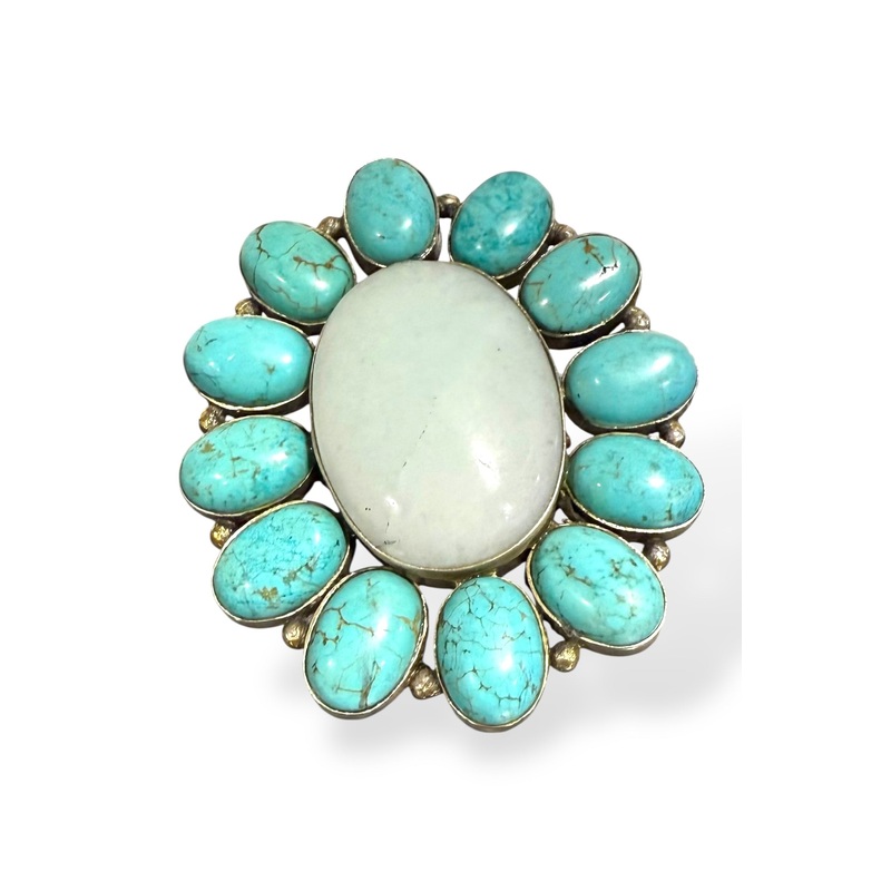 Made in the Deep South 1970s Moonstone & Turquoise Ring