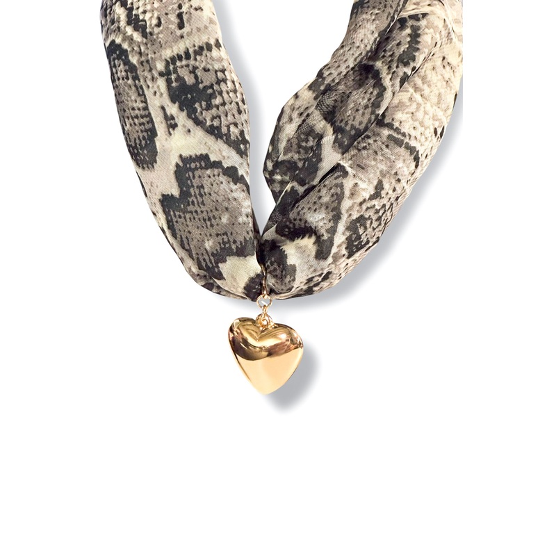 Heart Pendant Snake Scarf Necklace