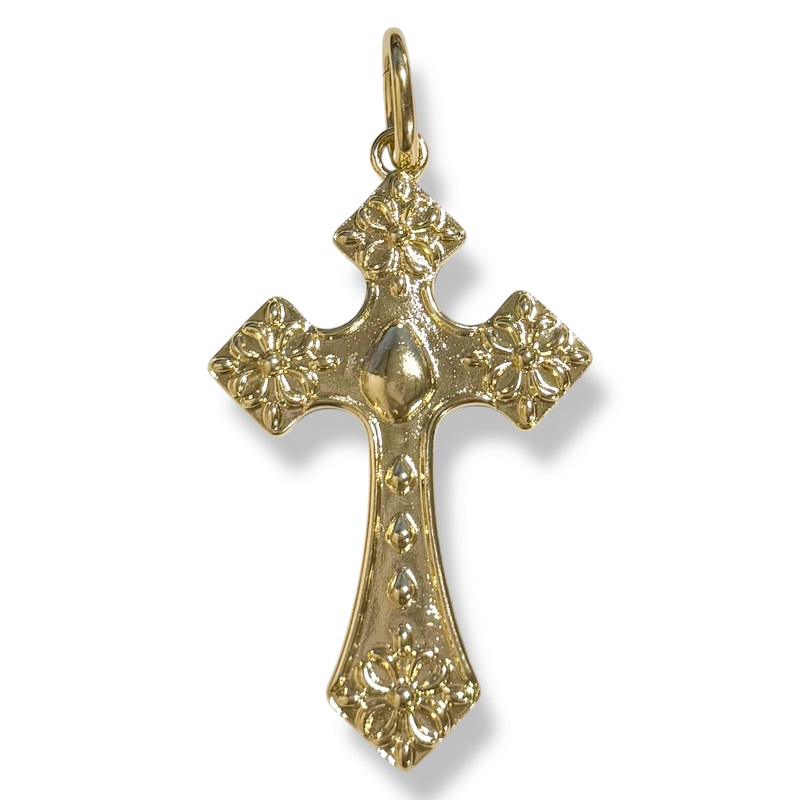 In the Right Time Gold Textured Cross Pendant