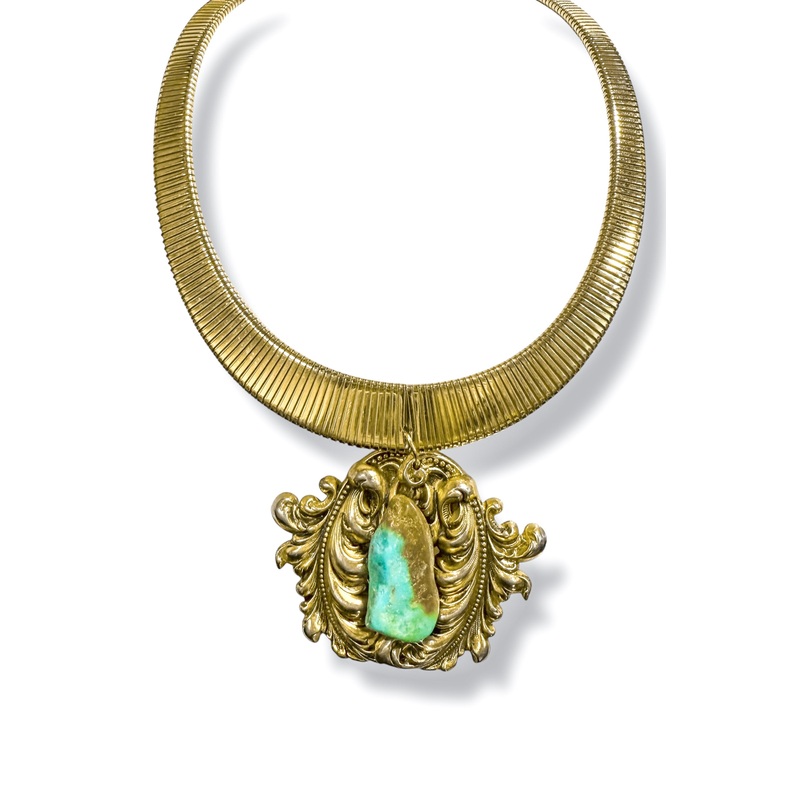 Made in the Deep South 1800s Pendant Turquoise Raw Stone 1960s Necklace