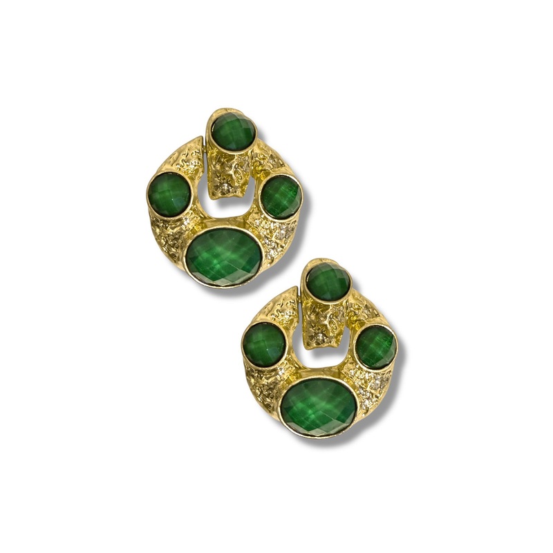 Moving On Dark Green Textured Earrings