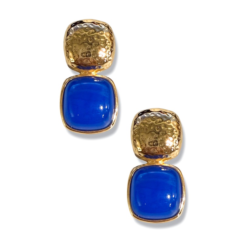 On The Move Royal Blue Square Drop Earrings